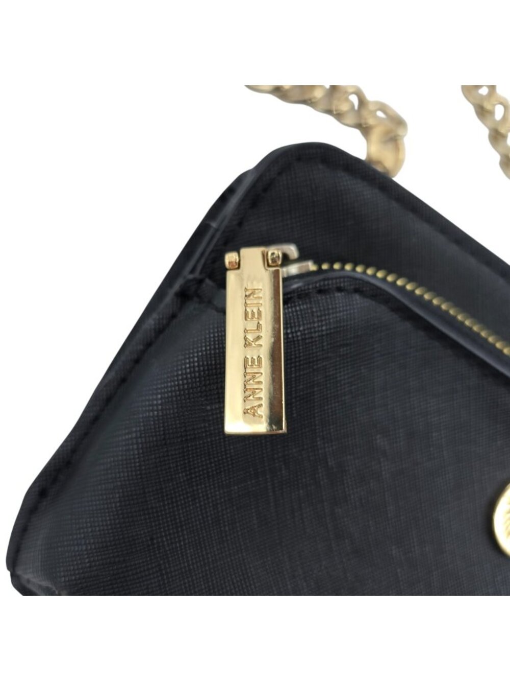 Anne Klein Black Crossbody Bag Gold Chain Strap Small Purse Wallet Travel Organi - Picture 3 of 10